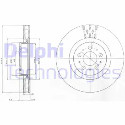 DELPHI BG4305C Fren Dıskı (Cıftlı Paket)   Boyalı Delıklı Ã–n Volvo S60 V7004/2003 > 08/2010 8672112