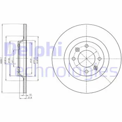 DELPHI BG4322 Fren Dıskı (Cıftlı Paket) Delıksız Arka // Ds // C4 Ds4 // Ds4 // 3008 30809/2007 > 4249F7 YL00111080