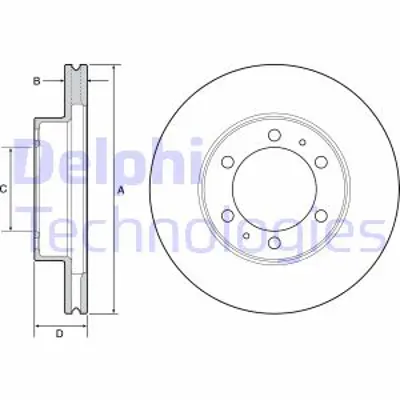 DELPHI BG4557 Fren Dıskı (Cıftlı Paket) Delıklı Ã–n Hı Lux11/2008 > 03/2012 4351235322