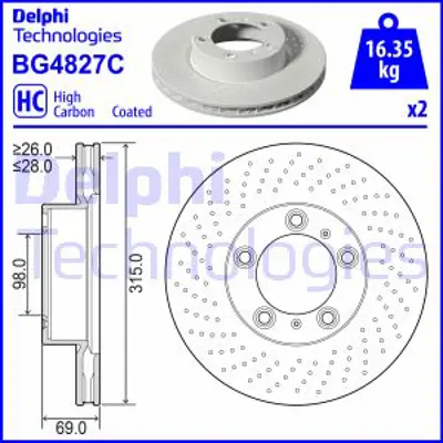 DELPHI BG4827C Fren Aynası Sag Sol On Boxster 2.7 12> Cayman 981 13> Ma1.22 Ma1.23 98135140201