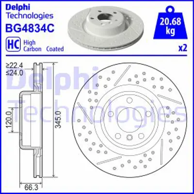 DELPHI BG4834C Fren Dıskı (Cıftlı Paket)   Boyalı Delıklı Arka 114 116 118 120 125 218 225 228 230 316 3 34206797598