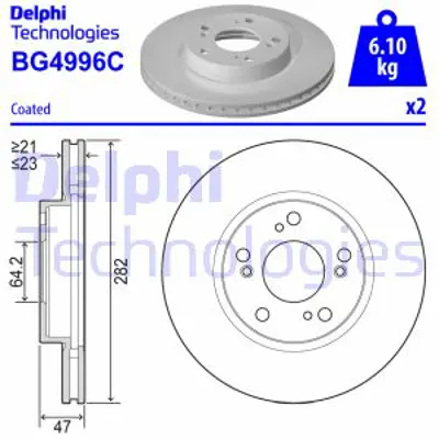 DELPHI BG4996C Fren Dıskı (Cıftlı Paket) Boyalı Delıksız On  Cıvıc 02/2017 > 45251TBAA00