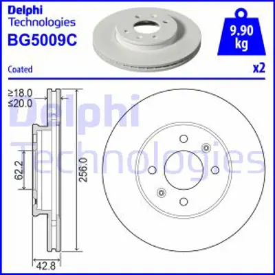 DELPHI BG5009C Fren Dıskı (Cıftlı Paket)   Boyalı Delıklı Ã–n Kıa Pıcanto03/17> 51712G6300