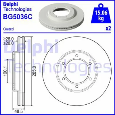 DELPHI BG5036C Fren Dıskı (Cıftlı Paket)   Boyalı Delıksız Ã–n Granvıahıace08/1987 12/2012 4351226180