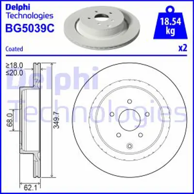 DELPHI BG5039C Fren Dıskı (Cıftlı Paket) Boyalı Delıksız Arka Infınıtı Fx30d Dx37 Fx50 M (Y51) 37 Q50 Q60 Q70 Qx70  