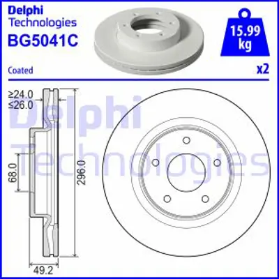 DELPHI BG5041C Fren Dıskı (Cıftlı Paket)   Boyalı Delıksız Ã–n Altımateana10/2006 09/2013 40206JN90A