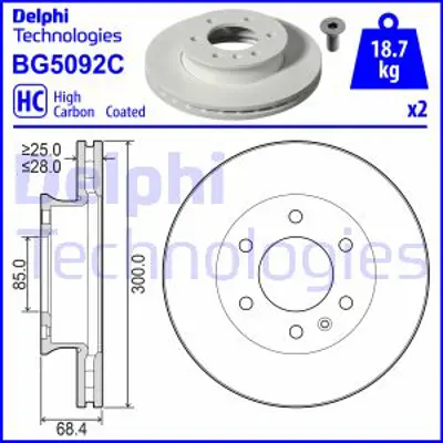 DELPHI BG5092C Fren Dıskı (Cıftlı Paket) Boyalı Delıksız On  Esprıntersprınter 211dsprınter 214dsprınter 216dsprınt 9104210100