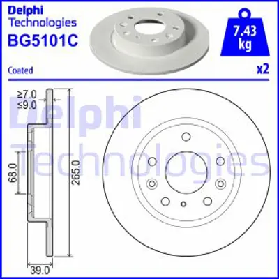 DELPHI BG5101C Fren Dıskı (Cıftlı Paket)   Boyalı Delıksız Arka Mazda Cx3001/2020> BDTS26251