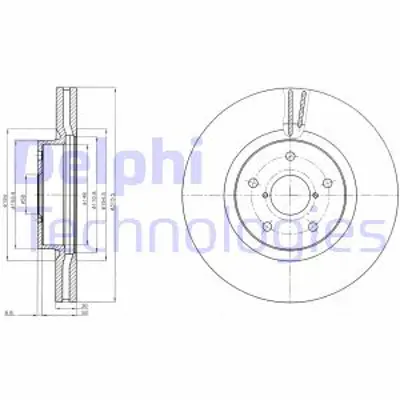 DELPHI BG9084 Fren Dıskı (Teklı Paket) Delıklı Ã–n Subaru Trıbeca01/2005 > 26300XA00A