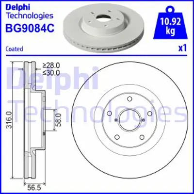 DELPHI BG9084C Fren Dıskı (Teklı Paket)   Boyalı Delıklı Ã–n Subaru Legacylevorgoutbackwrx09/2013> 26300AL010