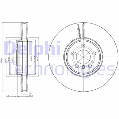 DELPHI BG9092C Fren Dıskı (Teklı Paket)   Boyalı Delıklı Ã–n X5 X604/2007 > 09/2014 34116886481