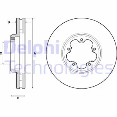 DELPHI BG9150 Fren Dıskı (Teklı Paket) Delıksız On  Tourneo Custom  Transıt Custom 04/2012 > BK211125CB