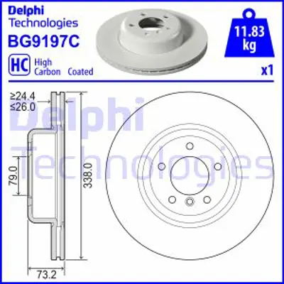 DELPHI BG9197C Fren Dıskı (Teklı Paket)   Boyalı Delıklı Ã–n 118 13504/2007 > 34116778647