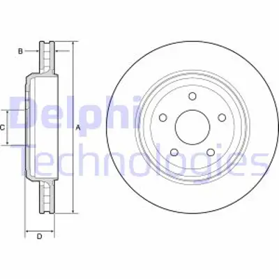 DELPHI BG9214C Fren Dıskı (Teklı Paket)   Boyalı Delıklı Arka Jeep Grand Cherokee11/2010 > 5181512AC