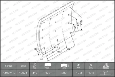 FERODO K19071.0-F3526 Arka Fren Balatası Pabuc Cummıns Volvo Fh12 1522138 3095189 7421534386