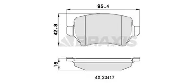 BRAXIS AA0015 Arka Fren Balatası Astra G Astra H Merıva A Zafıra B Corsa C Kıa Ceed 12> 1605967 93188727