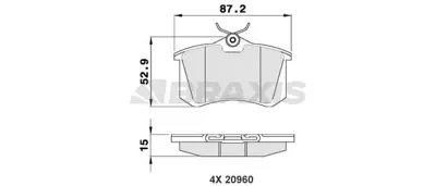 BRAXIS AA0016 Arka Fren Balatası Mgn Iı Lgn Golf Iıı Iv Passat Iıı Polo C3 C4 P307 Audı A3 A4 (87x52.9x15mm) 1001096 1J0698451L 1J0698451P 1J0698451S 425108 4B0698451E 6025371650 7M0698451 8E0698451L JZW698451B