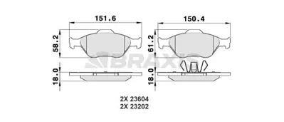 BRAXIS AA0008 On Fren Balatası Fıesta Iv / V 95>08 Fusıon 02>12 Ka 1.6 03>08 Mazda 121 Iıı 03> Abslı 1355950 DDY23328Z YS6J2K021DC