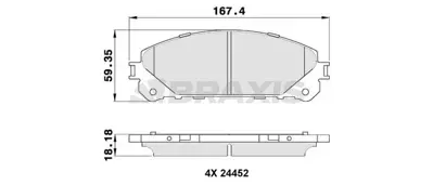 BRAXIS AA0312 Fren Balatası On Rav4 2.2 4 Awd 2.5 Hybrıd 12-> Lexus Rx350 450h 07-> 446548170