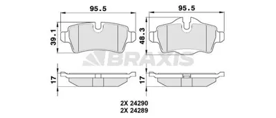 BRAXIS AA0101 Fren Balatası Arka Mını R56 34216778327