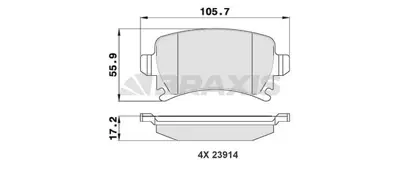 BRAXIS AA0021 Arka Fren Balatası A3 Tum Modeller 05 / 03> A4 Passat 1.6fsı / 1.9tdı / 2.0tdı 95>16 8E0698451M JZW698451M