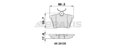 BRAXIS AA0105 Arka Fren Balatası P407 04> C5 Iıı 09> 1.6hdı 110 Fap 1.8 2.0 2.0 Hdı 135 Fap 2.2 3.0 425491 E172240