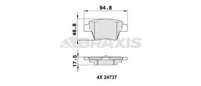 BRAXIS AA0138 Arka Fren Balatası P307 C4 C4 Coupe P207 1.4 16v.1.6 16v.1.6 Hdı 110 Fap.1.6 Hdı 90 2.0 16v.2.0 H 425340 E172270