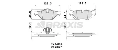 BRAXIS AA0052 Fren Balatası Arka (Kulaklı) Bmw E87 E90  X1 E84                  34216774692