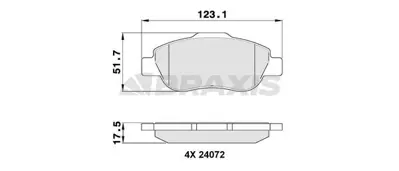 BRAXIS AA0102 On Fren Balatası Panda 169 1.2 4x4 10 / 04> 1.3jtd 09 / 03> 1.3jtd 4x4 10 / 04> 77362691