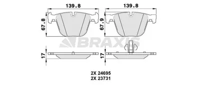 BRAXIS AA0314 Fren Balatası Arka Bmw F07 F01 F02 F03 F04 34216790966