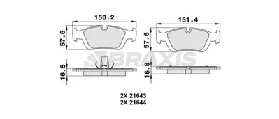 BRAXIS AA0414 On Fren Balatası Bmw E46 E36 91>05 34111165557