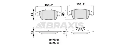 BRAXIS AA0222 On Fren Balatası Laguna Iıı 2.0gt / 2.0dcı Gt / 3.0dcı 03 / 08> 410600011R 8660000764