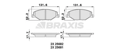 BRAXIS AA0258 On Fren Balatası Polo 10> Fabıa 11> Rapıd 12>> 6RU698151A