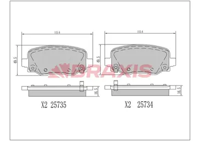 BRAXIS AA0686 Arka Fren Balatası Jeep Cherokee (Kl) 2.0crd 4x4 14> 2.4 4x4 13> 68273101AA