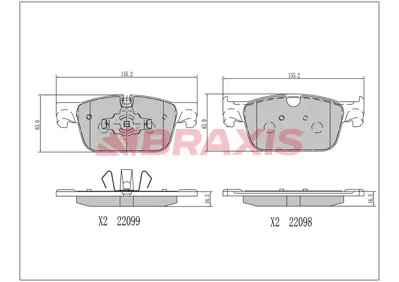 BRAXIS AA0702 On Fren Balatası Volvo xc60 Iı  15 > S90 Iı 15 > V90 Iı  17 > S60 Iıı 20> V60 Iı 20>  17 Jant 31658359