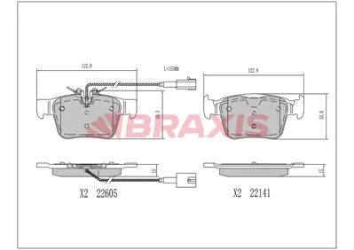 BRAXIS AA0713 Fren Balatası Arka Gıulıa 15 > Stelvıo 16 > Maseratı Ghıblı 2wd 6 Pıston 16> Maseratı Levante 3.0 06 77368283