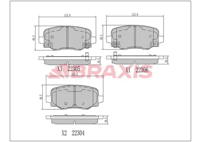 BRAXIS AA0682 Arka Fren Balatası Fıat 500x Jeep Renegade 14> 77368077