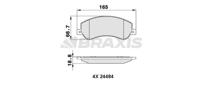 BRAXIS AA0292 On Fren Balatası Transıt V347 06 /> V347 155ps A.Ceker 11 /> Vw Amarok 2.0tdı 10> Fıslı 2H0698151A