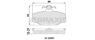 BRAXIS AA0325 Arka Fren Balatası Scorpıo 92>98 Granada 85>94 Sıerra 82>93 Fıssız 87GB2M008BA