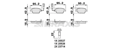 BRAXIS AB0074 Fren Balatası Arka Stılo Tum Modeller 01> Bravo Lınea 1,4 1,4t Jet 1.6 1,9d Mtj 07> Multıpla 98> Del 77365809