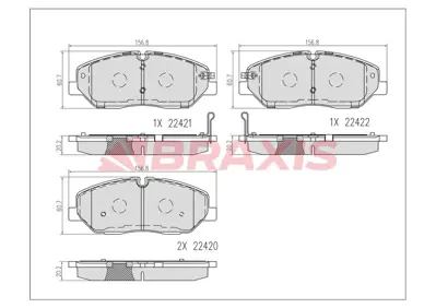 BRAXIS AB0605 Fren Balatası On Hyundaı H350 Mınıbus Panelvan 2.5 Crdı 5810159A00