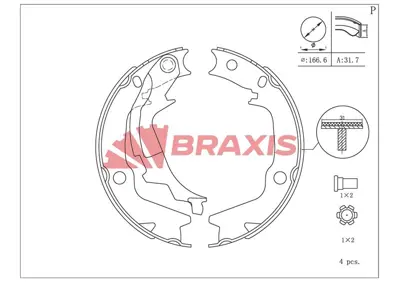 BRAXIS AC0114 El Fren Balatası Arka Getz 05> 10 I10 07> 13 I20 08> 583503CA10