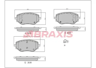 BRAXIS AA0787 Fren Balatası On Clıo V 1.0 Sce 75 1.0 Tce 100 1.5 Dcı 19 > Mıcra V K14 1.0 18 > 410601797R D1N601HA0B