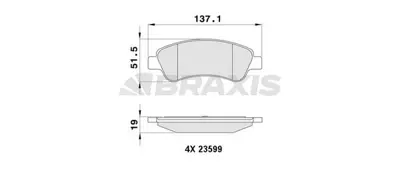 BRAXIS AB0003 On Fren Balatası Berlıngo Iı Partner Iı P1007 C2 C3 Iı C4 Xsara Pıcasso P207 C3 Iıı Ds3 C3 Pıcasso P 425486 E172558