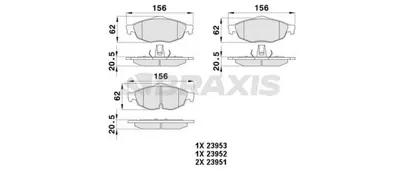 BRAXIS AA0384 On Fren Balatası Sebrıng 2.0 / 2.4 / 2.5 / 2.7 V6 24v / 3.0 04 / 01> 