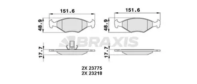 BRAXIS AA0287 On Fren Balatası Doblo 00> Palıo Weekend 1,2,1,6 16v,1,9d 02 / 01> 71772210