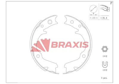 BRAXIS AC0202 El Fren Balatası Subaru Forester 97-08 Impreza 95-07 Legacy 89-> 