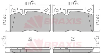 BRAXIS AA0639 Fren Balatası On A6 11> A7 10> Q5 08> / Macan 14> 8R0698151H 8R0698151T