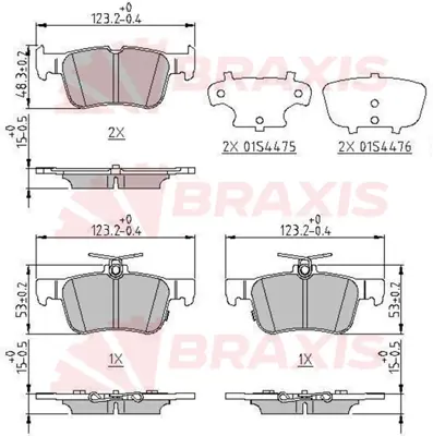 BRAXIS AA0647 Arka Fren Balatası Honda Cıvıc 2017-> Galaxy Iıı 1.5.  2.0. 2.0 Tdcı. 2.0 2015> Mondeo V 1.0 . 1.5.  DG9C2M007HA