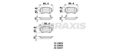 BRAXIS AB0056 Arka Fren Balatası Astra G Astra H Merıva A Zafıra B Corsa C Kıa Ceed 12> 1605967 583021PA30 95507655